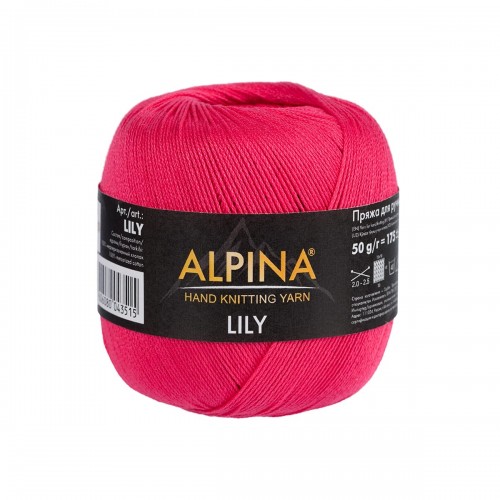 Пряжа ALPINA "LILY"   100\% мерсеризованный хлопок   10 шт. х  50 г  175 м ± 5 м №002 ЧЕРНЫЙ
