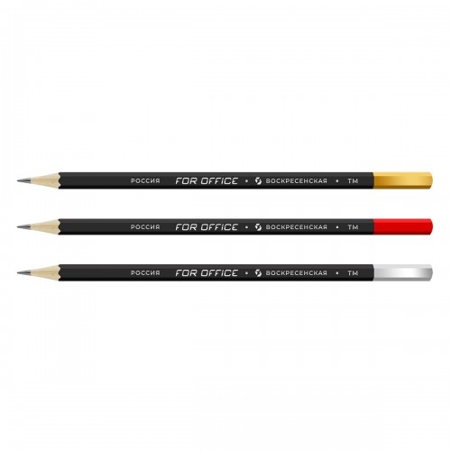 "ВКФ"   "For Office"   FS01-12Д   Карандаш графитный  черный матовый с дипом   заточенный   ТМ (HB)   12 шт. 1533 красный