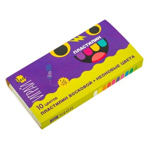 "Лео"   "Играй"   Пластилин восковой. Неоновые цвета   LPMCF-0110   120 г ( в картонной упаковке )  10 цв. .