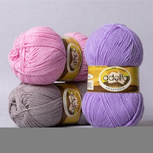 Пряжа ADELIA "ANASTASIA"   100\% акрил   5 шт. х  100 г  330 м ± 10 м №09 св.розовый