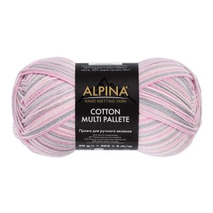 Пряжа ALPINA "COTTON MULTI PALLETE"   50\% хлопок, 50\% акрил   10 шт. х  50 г  205 м ± 5 м №01 белый-св.серый-джинсовый