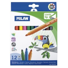 "Milan"   Фломастеры на водной основе с конусообразным наконечником   612312   12 цв 612312