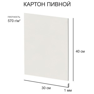 "Love2art"   Картон пивной   KLP-26   1 мм  570 г/м2  30 х  40 см  20 шт. белый