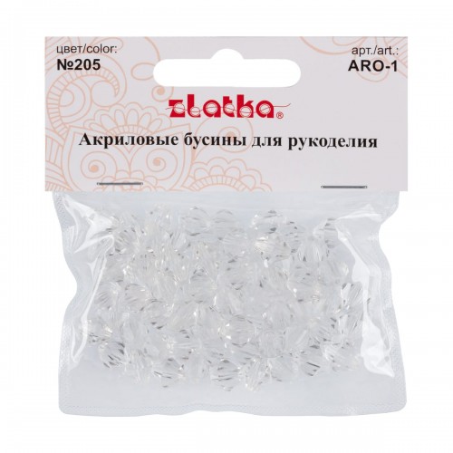 Бусина "Zlatka"   акрил   ARO-1   9 х 10 мм  25 г 205 прозрачный