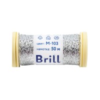 Нитки для вышивания "Gamma"   "Brill" мулине М   металлик   100\% полиэстер   5 x  50 м M-103 серебристый