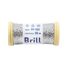 Нитки для вышивания "Gamma"   "Brill" мулине М   металлик   100\% полиэстер   5 x  50 м M-103 серебристый