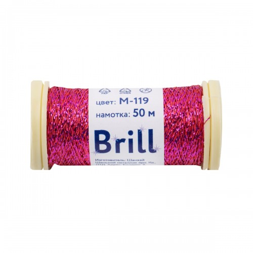 Нитки для вышивания "Gamma"   "Brill" мулине М   металлик   100\% полиэстер   5 x  50 м M-119 фуксия
