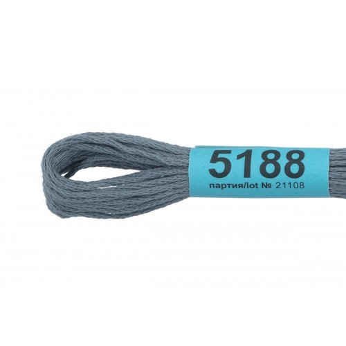Нитки для вышивания "Gamma"    мулине  ( 3173-6115 )  100\% хлопок   24 x  8 м №5188 серый