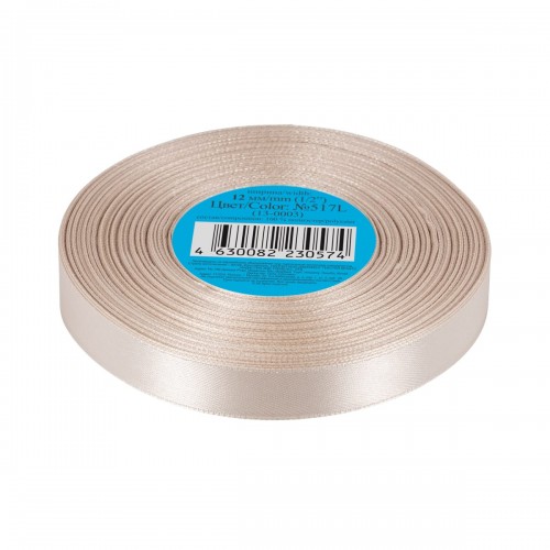 Лента атласная 12 мм ( 1/2 ")  "Gamma"   33 м ± 2 м №517L(13-0003) кремовый