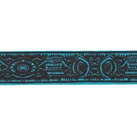 Лента атласная 12 мм ( 1/2 ")  "Gamma"   ALP-121   с рисунком   22.8 м ± 0.5 м O34/073 черный/голубой