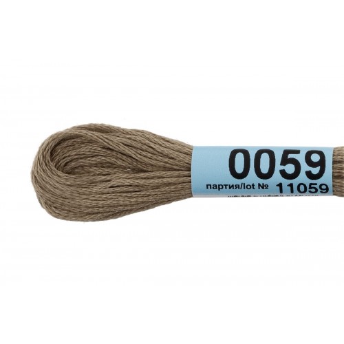 Нитки для вышивания "Gamma"    мулине  ( 0001-0206 )  100\% хлопок   24 x  8 м №0059 сер-зеленый