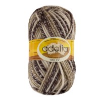 Пряжа ADELIA "NELLY"   70\% шерсть, 30\% акрил   5 шт. х  100 г  100 м ± 5 м №18 белый-бежевый-коричневый