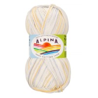 Пряжа ALPINA "KATRIN"   100\% мерсеризованный хлопок   10 шт. х  50 г  140 м ± 10 м №027 белый-желтый-сиреневый
