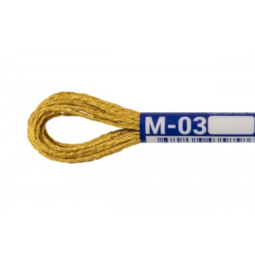 Нитки для вышивания "Gamma"   мулине  SM   металлик   100\% полиэстер   12 x  8 м М-03 золото