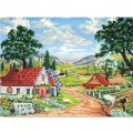 Канва/ткань с рисунком Grafitec серия 10.000 50 см х 40 см 10.493 Милая деревушка