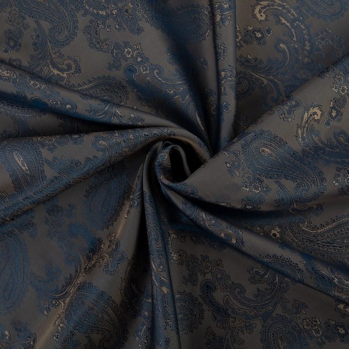 Ткань подкладочная "Gamma"   Taffeta с рисунком   JTR   52\% полиэстер, 48\% вискоза   145 см ± 2 см №149 сине-коричневый (растительный орнамент)