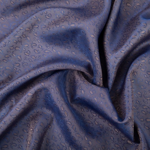 Ткань подкладочная "Gamma"   Taffeta с рисунком   JTR   52\% полиэстер, 48\% вискоза   145 см ± 2 см №136 сине-золотой (огурцы)
