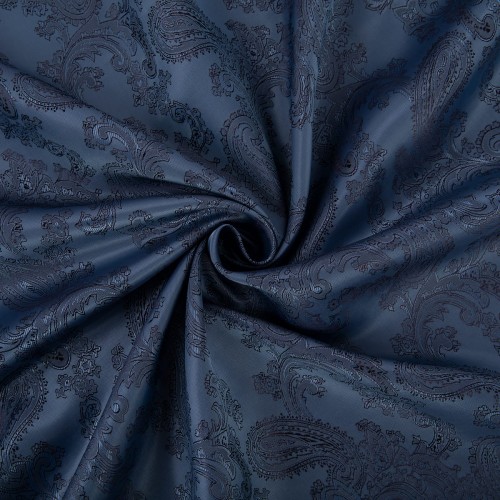 Ткань подкладочная "Gamma"   Taffeta с рисунком   JTR   52\% полиэстер, 48\% вискоза   145 см ± 2 см №148 т. синий (растительный орнамент)