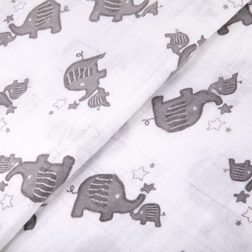 Ткань "PEPPY"   Ткань муслиновая   ФАСОВКА   EMBRACE   100\% хлопок   100 х  125 см  Shannon Fabrics elephants silver