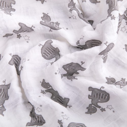 Ткань "PEPPY"   Ткань муслиновая   ФАСОВКА   EMBRACE   100\% хлопок   100 х  125 см  Shannon Fabrics elephants silver