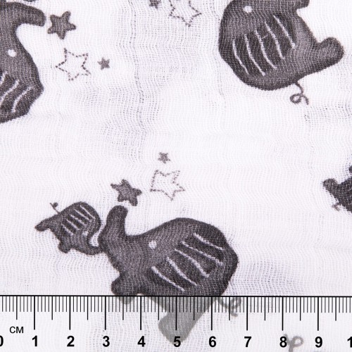 Ткань "PEPPY"   Ткань муслиновая   ФАСОВКА   EMBRACE   100\% хлопок   100 х  125 см  Shannon Fabrics elephants silver