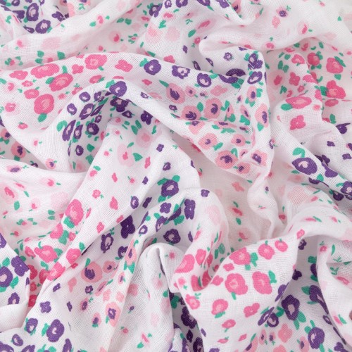 Ткань "PEPPY"   Ткань муслиновая   ФАСОВКА   EMBRACE   100\% хлопок   100 х  125 см  Shannon Fabrics floral fields fuchsia