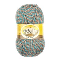Пряжа ADELIA "ZOLTAN"   100\% шерсть   5 шт. х  100 г  115 м ± 5 м №134 бежевый-бирюзовый-коричневый