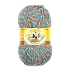 Пряжа ADELIA "ZOLTAN"   100\% шерсть   5 шт. х  100 г  115 м ± 5 м №134 бежевый-бирюзовый-коричневый