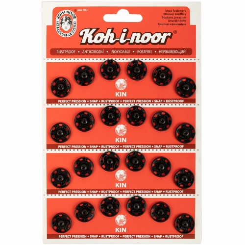 Кнопка пришивная "KOH-I-NOOR"   10 (KIN1000 №6)   металл  d 16 мм  4 x  6 шт. черный