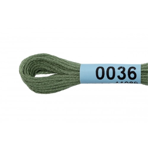 Нитки для вышивания "Gamma"    мулине  ( 0001-0206 )  100\% хлопок   24 x  8 м №0036 серо-зеленый