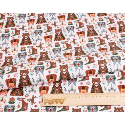 Ткань для пэчворка PEPPY   ЛЕСНЫЕ ЖИТЕЛИ   ФАСОВКА   50 x 55 см  146 г/кв.м ± 5   100\% хлопок ЛЖ-11 белый