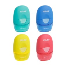 "Milan"   Ластик с щеточкой Capsule овальный   53х35х18 мм  16 шт. 4900116 ассорти
