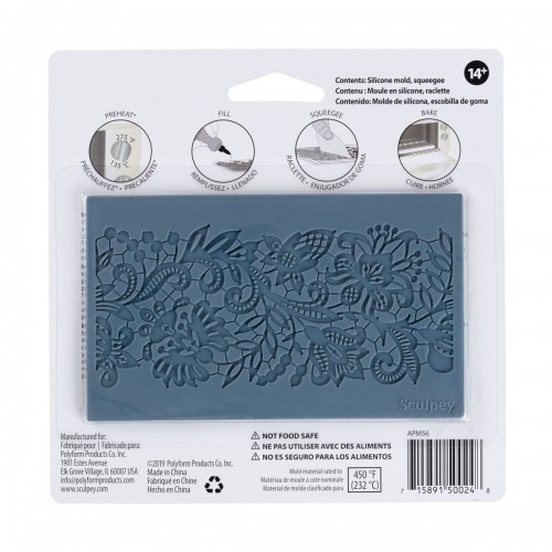 "Sculpey"   Silicone Bakeable Mold - Lace силиконовая форма для слепков   APM56   СК/Распродажа .
