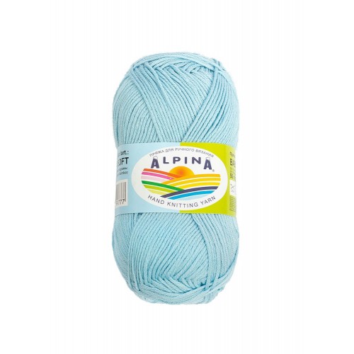 Пряжа ALPINA "BABY SUPER SOFT"   50\% хлопок, 50\% бамбук   10 шт. х  50 г  150 м ± 10 м №08 св.голубой