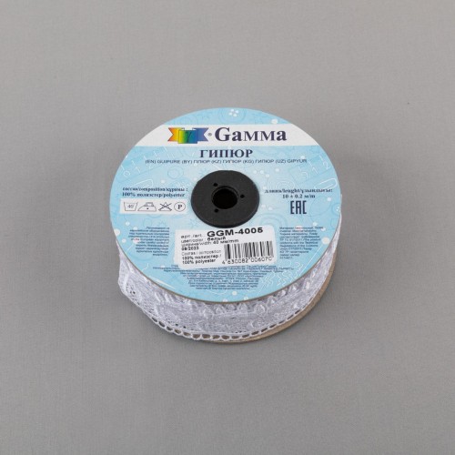 Гипюр "Gamma"   40 мм  GGM-4005   в пакете   10 м ± 0.2   Турция белый