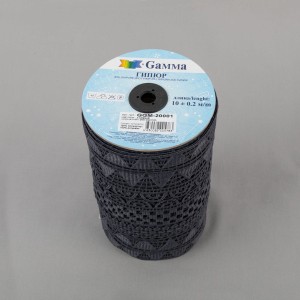 Гипюр "Gamma"   200 мм  GGM-20001   в пакете   10 м ± 0.2   Турция т.серый
