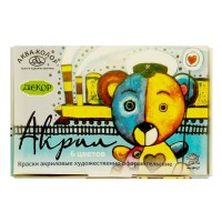 Краска акриловая "Аква-колор"   набор художественно-оформительский   6 цв. х  20 мл К4828