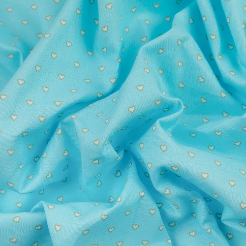 Ткань для пэчворка PEPPY   БАБУШКИН СУНДУЧОК   ФАСОВКА   50 x 55 см  140 г/кв.м ± 5   100\% хлопок БС-38 сердечки голубой