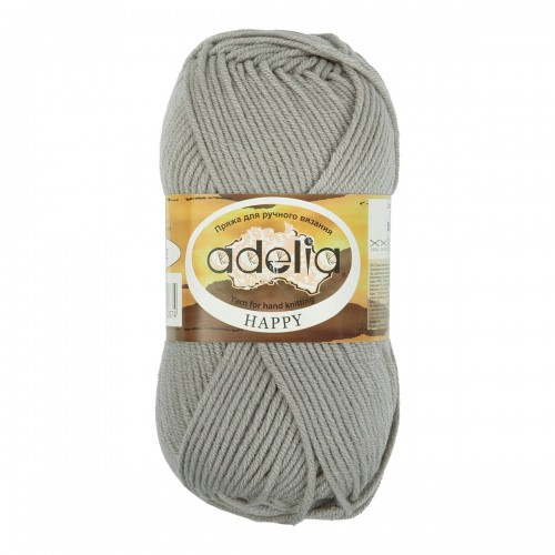 Пряжа ADELIA "HAPPY"   100\% акрил   10 шт. х  50 г  128 м ± 7 м №13 св.серый
