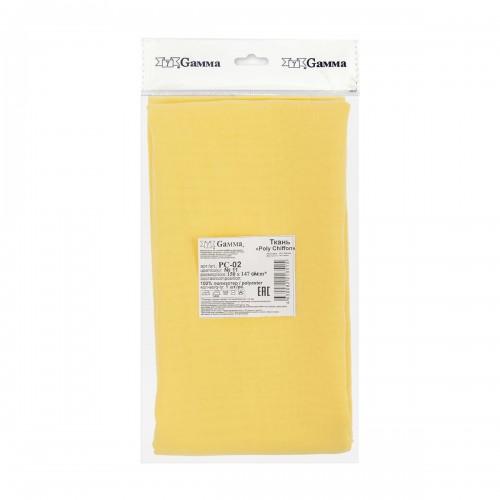 Ткань PC-02   Poly Chiffon   ФАСОВКА   84 г/кв.м ± 5 г/кв.м  150 х  147 см ± 5 см  100\% полиэстер №11 желтый