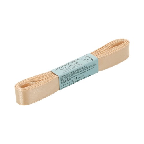 Лента атласная 12 мм ( 1/2 ")  "Gamma"   AL-12P   ФАСОВКА   10 x  5.4 м №118 св.бежевый