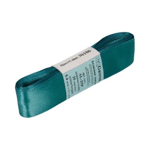 Лента атласная 25 мм ( 1 ")  "Gamma"   AL-25P   ФАСОВКА   5 x  5.4 м №106 т.зеленый