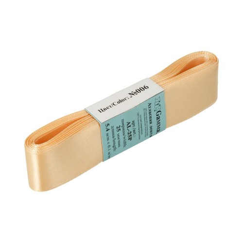 Лента атласная 25 мм ( 1 ")  "Gamma"   AL-25P   ФАСОВКА   5 x  5.4 м №006 св.персиковый