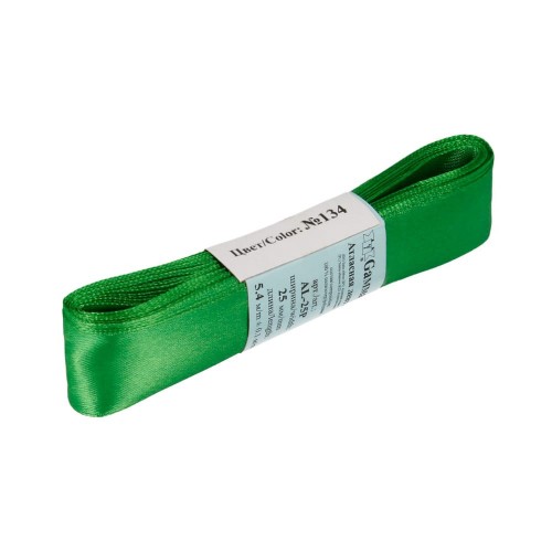 Лента атласная 25 мм ( 1 ")  "Gamma"   AL-25P   ФАСОВКА   5 x  5.4 м №134 зеленый