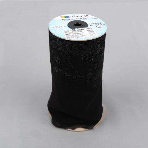 Кружево "Gamma"   "шифон"   190 мм  SHKM-19002   в рулоне   10 м ± 0.2   Турция SF002BL  черный
