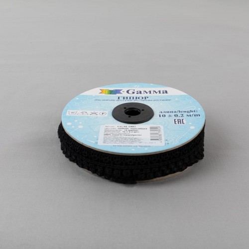 Гипюр "Gamma"   18 мм  GGM-1802   в рулоне   10 м ± 0.2 GP002BL черный