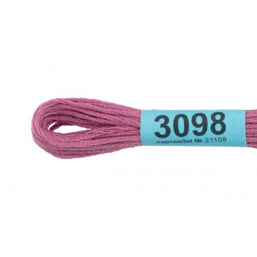 Нитки для вышивания "Gamma"    мулине  ( 3071-3172 )  100\% хлопок   24 x  8 м №3098 сиренево-розовый