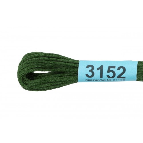 Нитки для вышивания "Gamma"    мулине  ( 3071-3172 )  100\% хлопок   24 x  8 м №3152 т.болотный