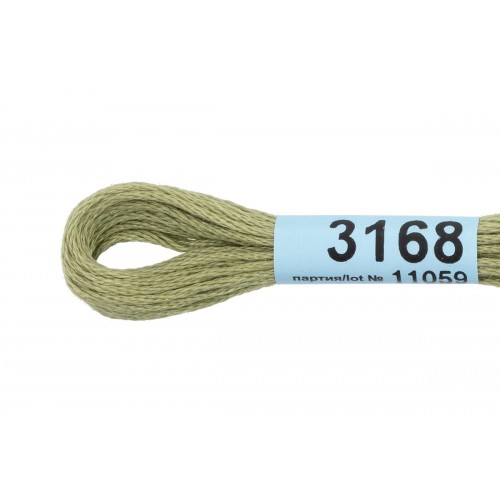 Нитки для вышивания "Gamma"    мулине  ( 3071-3172 )  100\% хлопок   24 x  8 м №3168 бл.зеленый