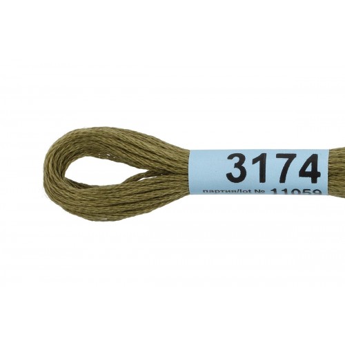 Нитки для вышивания "Gamma"    мулине  ( 3173-6115 )  100\% хлопок   24 x  8 м №3174 хаки